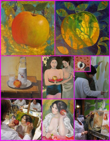8 tableaux pommes VIVIANE NEUILLY en mon Atelier du Pommier