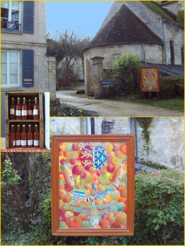 Saint-Clair-sur-Epte posée dehors ce tableau "Jus de Pomme"